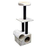 Pet One Cat Scratching Tree 3 Tier Tower With Hide - 35cm X 35cm X 104cm