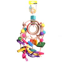 Avi One Bird Toy Dream Catcher With Wooden And Plastic Beads And Disc - 34cm