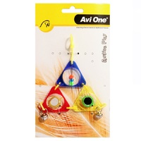 Avi One Bird Toy Triangle Pyramid with Mirror, Beads & Bell - 16cm