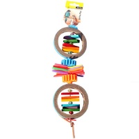 Avi One Bird Toy Paper Rings with Wooden Blocks - 39cm