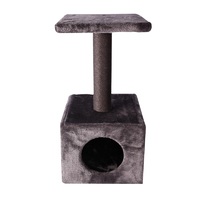 Pet One Cat Scratching Tree Post with Platform & Hide - 30cm W x 30cm D x 62cm H (Grey)