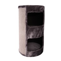 Pet One Cat Scratching Tree Post with Bed & Double Hide - 40cm Diameter x 70cm H (Grey)