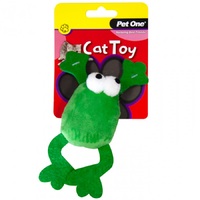 Pet One Plush Green Jumping Frog Cat Toy - 14.5cm