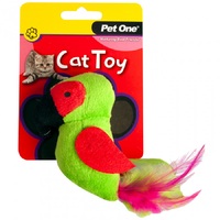 Pet One Plush Green Parrot Cat Toy - 10cm