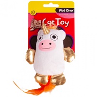 Pet One Plush Moonicorn with Feathers Cat Toy - 10.5cm