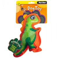 Pet One Adventure Squeaky Dinosaur Dog Toy - 24cm - Green