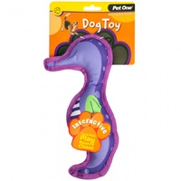 Pet One Interactive Squeaky Seahorse Dog Toy - 25cm - Purple
