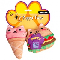 Pet One Puppy Fast Food Toys - 2 Toys (Assorted)