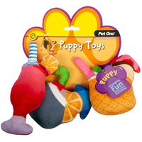 Pet One Puppy Mocktails Toys - 3 Toys (Assorted)