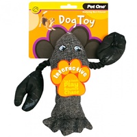 Pet One Interactive Grey Lobster Dog Toy - 29.3cm