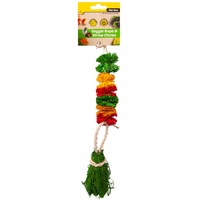 Pet One Small Animal Veggie Rope & Straw Hanging Pom Poms - 28cm