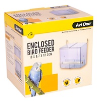 Avi One Enclosed Bird Feeder with Perch (13cm x 9.7cm x 12.2cm)