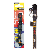 Pet One Nylon Cat Collar - Denim - Black (10mm x 18-28cm)