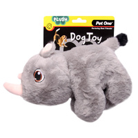 Pet One Plush Squeaky Dog Toy - Rhino (20cm)