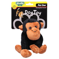 Pet One Plush Squeaky Dog Toy - Chimp (15cm)