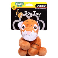 Pet One Plush Squeaky Dog Toy - Tiger (15cm)