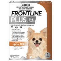 Frontline Plus for Small Dogs up to 10 kgs - 6 Pack - Orange