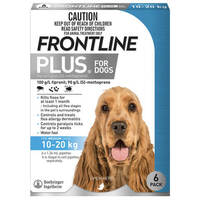 Frontline Plus for Medium Dogs 10-20 kgs - 6 Pack - Blue