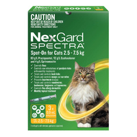 NexGard Spectra for Cats 2.5-7.5 kg - Yellow - 3 Pack