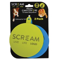 Scream Silicone Pet Food Can Cover - 2 Pack - Green & Blue