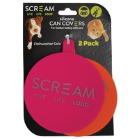 Scream Silicone Pet Food Can Cover - 2 Pack - Pink & Orange