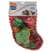 Kitty Play Christmas Cat Toy Stocking - 10 Toys
