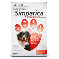 Simparica for X-Large Dogs 40.1-60kg - Red - 6 Pack