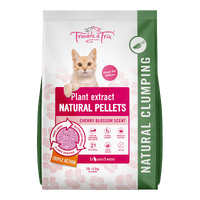 Trouble & Trix Natural Pellets Clumping Litter - Cherry Blossom Scent - 10L (4.3kg)