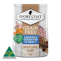 Ivory Coat Chicken & Ocean Fish in Gravy for Mature Cats Wet Pouches (85g)