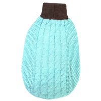 Pet One Knomfyknit Check Dog Jumper - Turquoise/Grey