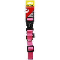 Pet One Reflective Adjustable Nylon Dog Collar - Pink