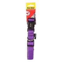 Pet One Reflective Adjustable Nylon Dog Collar - Purple
