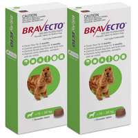 Bravecto for Medium Dogs 10-20 kg - Green - 2 TABLETS (6 months)