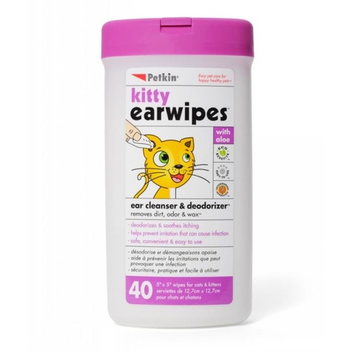 Petkin Kitty Earwipes - 40 Pack