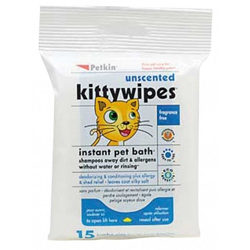 Petkin Unscented Kitty Wipes - 15 Pack
