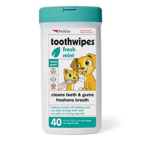 Petkin Pet Toothwipes for Dogs & Cats - 40 Pack