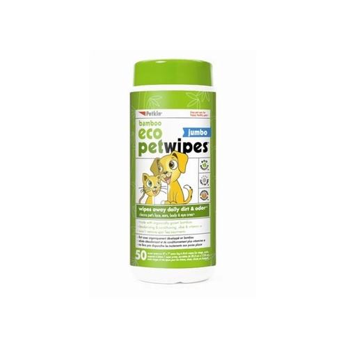 Petkin Jumbo Bamboo Eco Pet Wipes - 50 Pack