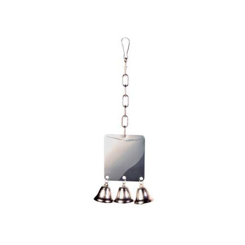 Metal Mirror with Chain & 3 Bells - 8cm x 7cm