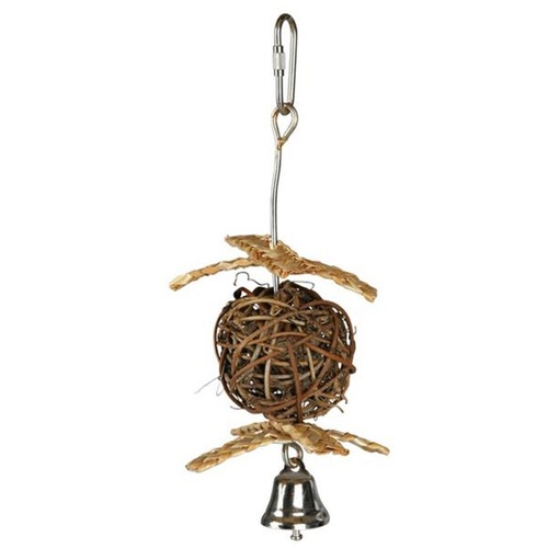 Wicker Ball with Bell for Birds - 22cm x 10cm