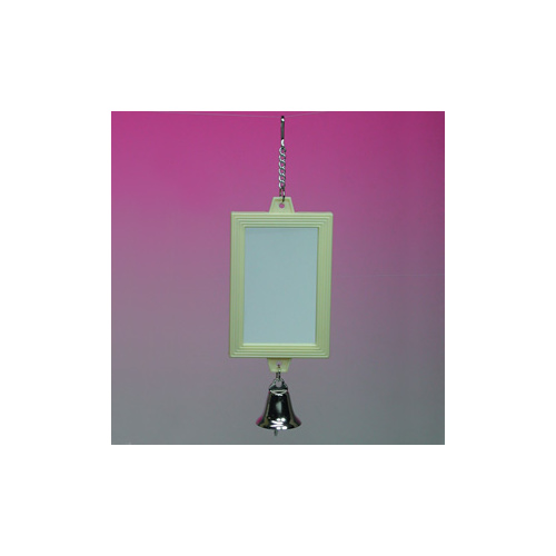 Two Sided Rectangular Mirror with Bell Bird Toy