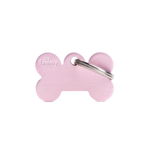 My Family Pet Tag Basic Bone - Pink - Small (3cm x 1.8cm)
