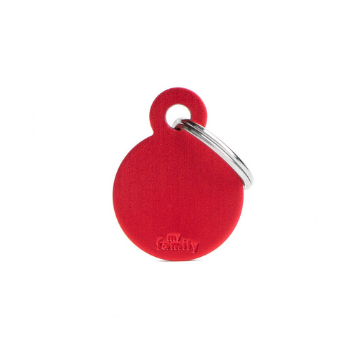 My Family Pet Tag Basic Circle - Red - Small (2.8cm x 2.1cm)