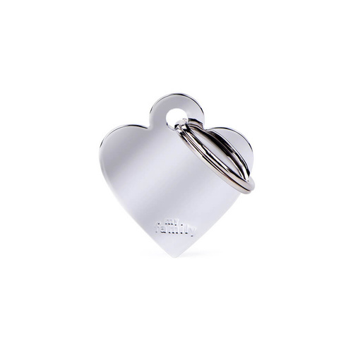 My Family Pet Tag Basic Heart - Chrome - Small