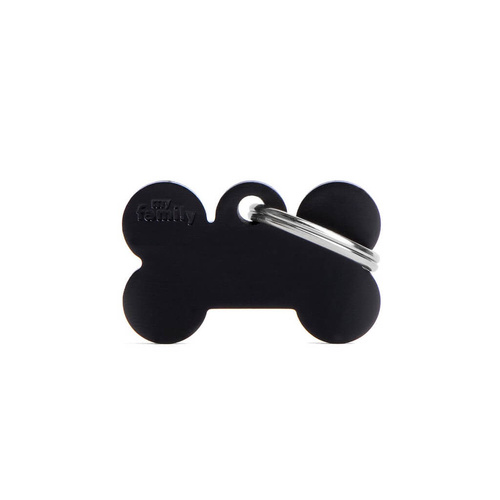 My Family Pet Tag Basic Bone - Black - Small (3cm x 1.8cm)
