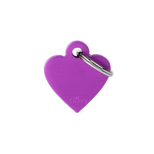 My Family Pet Tag Basic Heart - Purple - Small