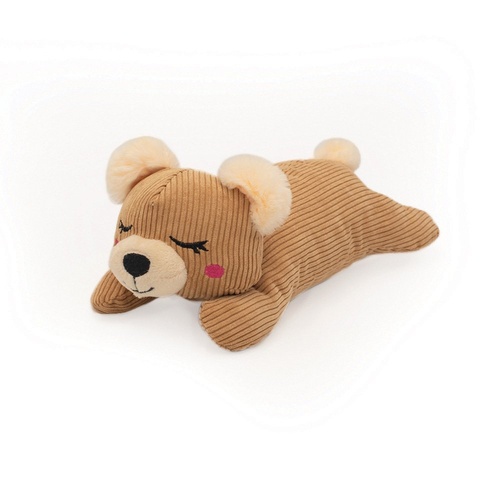 Zippy Paws Snooziez Shhhqueaker Dog Toy - Bear - 30x14x11cm