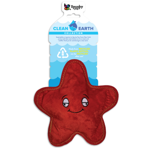 Spunky Pup Clean Earth Dog Toy - Starfish - Large