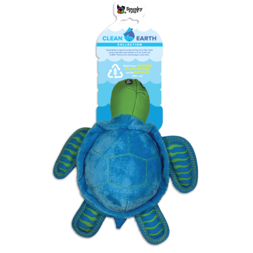 Spunky Pup Clean Earth Dog Toy - Turtle - Large