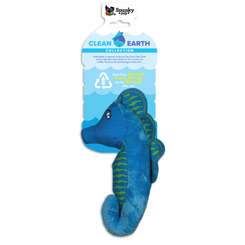 Spunky Pup Clean Earth Dog Toy - Seahorse - Large