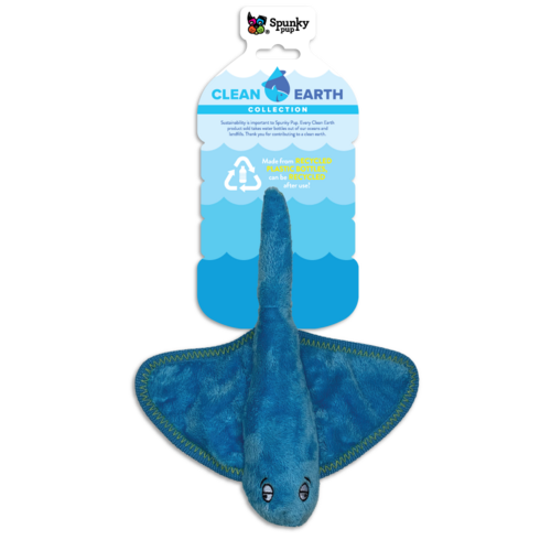 Spunky Pup Clean Earth Dog Toy - Stingray - Small